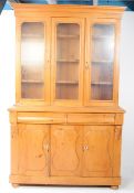LARGE 19TH CENTURY FRUITWOOD LIBRARY BOOKCASE CABINET