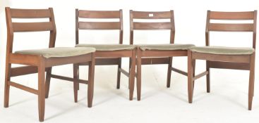 DANISH MODERN DESIGN - FOUR MID CENTURY TEAK & UPHOLSTERED DINING CHAIRS