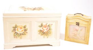 VINTAGE 20TH CENTURY PAINTED DOME TOP BLANKET BOX CHEST