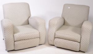 A PAIR OF 1930S ART DECO CLUB CHESTERFIELD ARMCHAIRS