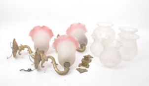 COLLECTION OF VARIOUS VICTORIAN / EDWARDIAN STYLE GLASS LIGHT FIXTURES