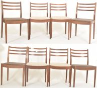 VICTOR B. WILKINS X G-PLAN - EIGHT MID CENTURY TEAK & UPHOLSTERED DINING CHAIRS