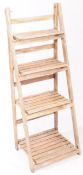 VINTAGE 20TH CENTURY TEAK FOLDING PLANT STAND