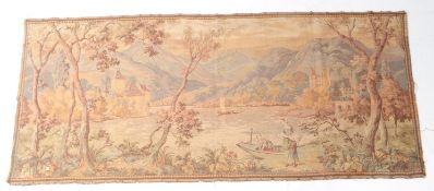 LATE 20TH CENTURY SWISS LAKE GENEVA TAPESTRY HANGING PANEL RUG