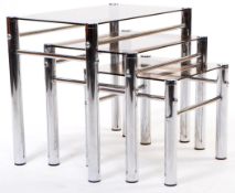 ITALIAN MODERN DESIGN - MID CENTURY ITALIAN CHROME & GLASS NEST OF TABLES