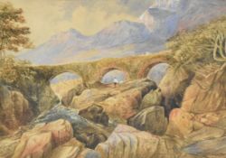 ATTR. DAVID COX (1783-1859) - WATERCOLOUR STUDY OF CONWY VALLEY, WALES