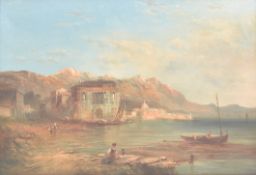 ALFRED POLLENTINE (1836-1890) - ITALIAN SCHOOL OIL ON CANVAS LANDSCAPE