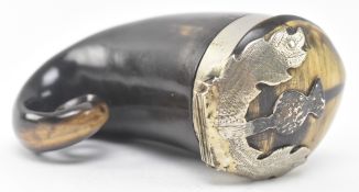 VICTORIAN 19TH CENTURY SCOTTISH SILVER MOUNTED HORN SNUFF MULL