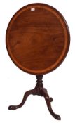 GEORGE III SHERATON MAHOGANY & SATINWOOD TRIPOD TILT TOP TABLE