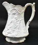 19TH CENTURY VICTORIAN SALT GLAZED HUNTING PITCHER JUG