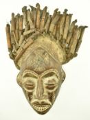 CHOKWE TRIBE - ANGOLA - CENTRAL AFRICAN WOOD & BAMBOO MASK