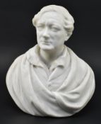 19TH CENTURY HAND CARVED MARBLE BUST OF LORD BYRON