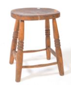 VICTORIAN 19TH CENTURY HAND CRAFTED OAK TURNED LEG JOINT STOOL