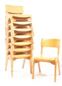 SET OF EIGHT VINTAGE 20TH CENTURY PLY BENTWOOD STACKING CHAIRS