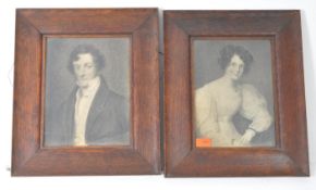 TWO LATE 19TH CENTURY PENCIL GRAPHITE VICTORIAN PORTRAIT STUDIES