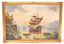 JOHN CORCORAN - LARGE OIL ON BOARD MARITIME SCENE PAINTING