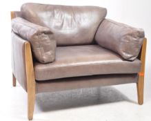 CONTEMPORARY GREY LEATHER EASY ARMCHAIR