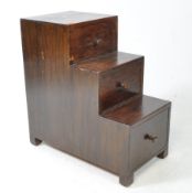 1940S ART DECO MAHOGANY GRADUATING SET OF LIBRARY STEP DRAWERS