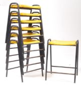 BRITISH MODERN DESIGN A SET OF RETRO 20TH CENTURY PLASTIC SCHOOL STOOLS STACKING