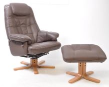 EKORNES MANNER - STRESSLESS SWIVEL EASY ARMCHAIR & FOOTSTOOL