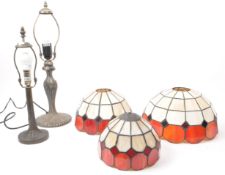 TIFFANY MANNER - COLLECTION OF THREE STAINED & LEADED GLASS LIGHT SHADES