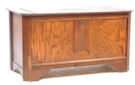 1930S ART DECO PANEL WOOD LINEN FOLD MAHOGANY BLANKET BOX