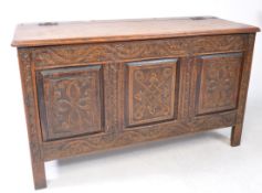 18TH CENTURY CARVED OAK COFFER CHEST