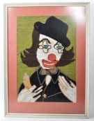 LATE 20TH CENTURY CLOWN COLOURED STRING PORTRAIT