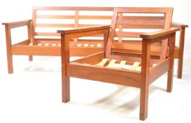 BRITISH MODERN DESIGN - MID CENTURY TEAK SOFA DAYBED & ARMCHAIR