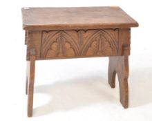EARLY 20TH CENTURY ARTS & CRAFTS CHURCH CARVED OAK BIBLE BOX SEAT