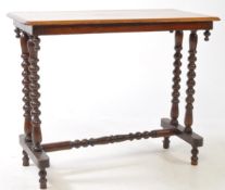 VICTORIAN 19TH CENTURY INLAID MAHOGANY BOBBIN WRITING TABLE DESK