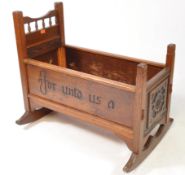 VICTORIAN ARTS & CRAFTS OAK CHILDS ROCKING CRIB BOT