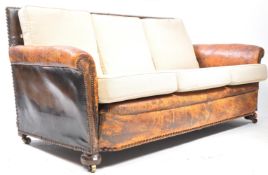 20TH CENTURY 1930S LEATHER UPHOLSTERED TWO SEATER SOFA
