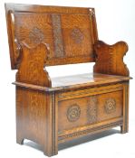1920S OAK JACOBEAN REVIVAL HALL / MONK BENCH