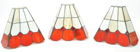 TIFFANY MANNER - MATCHING SET OF THREE STAINED GLASS WALL UPLIGHTS