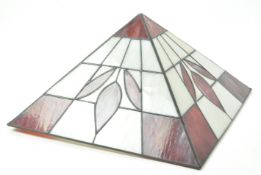 TIFFANY MANNER - VINTAGE 20TH CENTURY RED / WHITE STAINED GLASS LIGHT SHADE