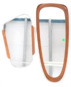 BRITISH MODERN DESIGN - TWO MID CENTURY TEAK ATOMIC WALL MIRRORS