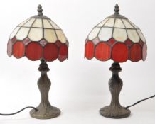 TIFFANY MANNER - PAIR OF 20TH CENTURY STAINED GLASS TABLE LAMPS