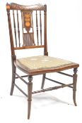 EDWARDIAN MAHOGANY & MARQUETRY INLAID BEDROOM CHAIR