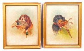 GEORGE THURSTON - TWO 20TH CENTURY OIL ON CANVAS HUNTING DOG STUDIES PAINTINGS