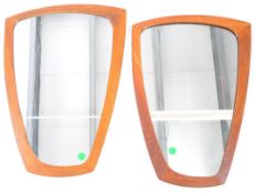 DANISH MODERN DESIGN - NEAR PAIR OF ATOMIC TEAK WALL MIRRORS