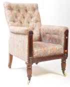 MANNER OF GILLOWS - 19TH CENTURY WILLIAM IV LIBRARY FIRESIDE ARMCHAIR