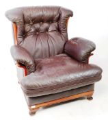 CONTEMPORARY LEATHER CHESTERFIELD MANNER ARMCHAIR