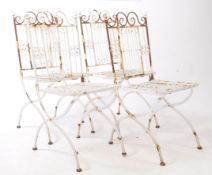 FOUR VINTAGE 20TH CENTURY METAL WHITE PAINTED GARDEN CHAIRS