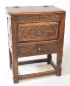 19TH CENTURY VICTORIAN OAK PEG JOINTED COFFER CHEST ON STAND