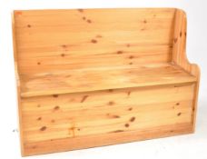 VINTAGE 20TH CENTURY PINE SETTLE HALL BENCH- STORAGE CHEST