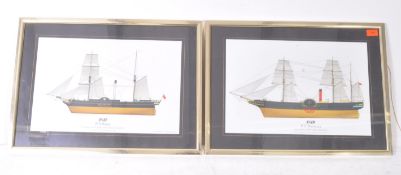 TWO VINTAGE SHIPPING LINE PRINTS
