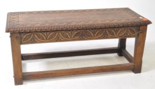 19TH CENTURY VICTORIAN PEG JOINT CARVED OAK COFFEE TABLE