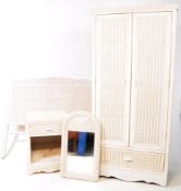 LLOYD LOOM MANNER- MID CENTURY WHITE PAINTED WICKER BEDROOM SUITE