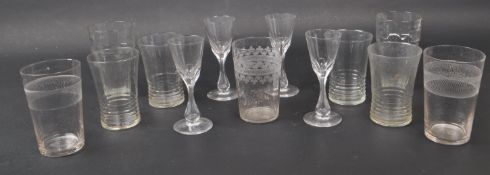 COLLECTION OF THIRTEEN 19TH CENTURY VICTORIAN DRINKING GLASSES
